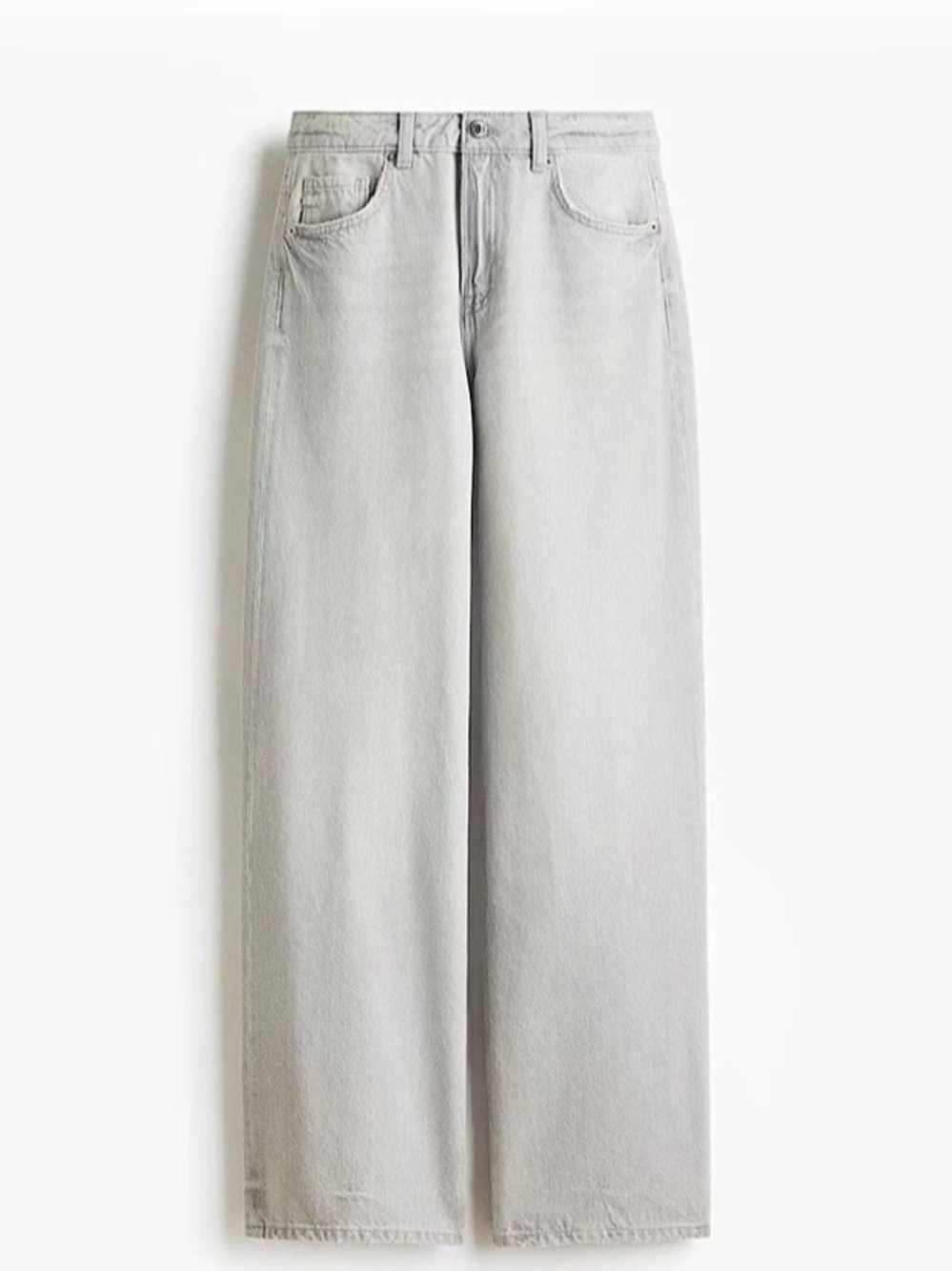 Gray Wide-Leg Jeans with Front Patch Pockets